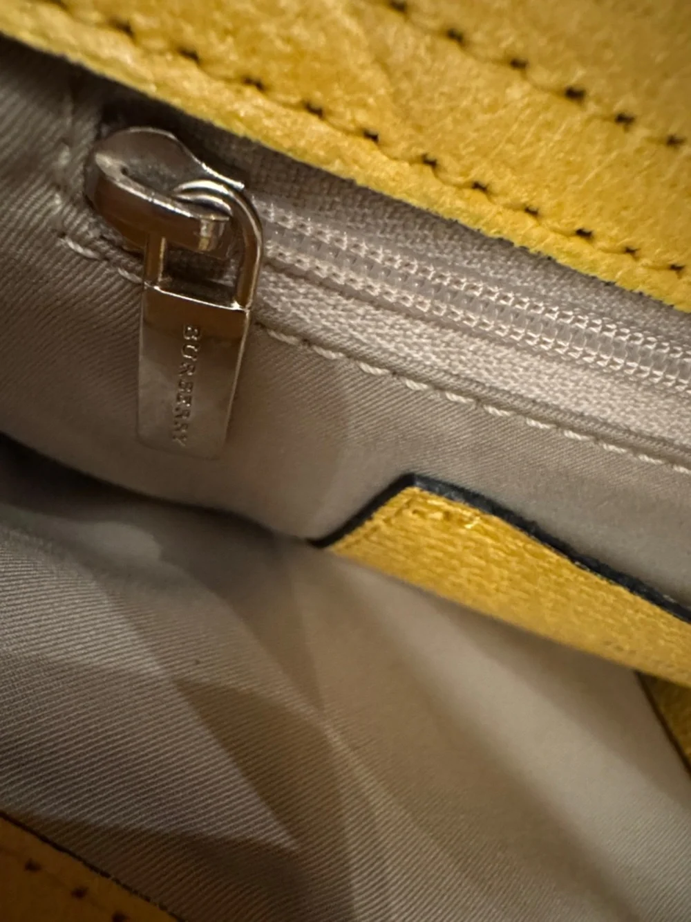 Burberry Yellow Pebbled Leather Mini Bag with Striped Strap - Picture 11 of 13